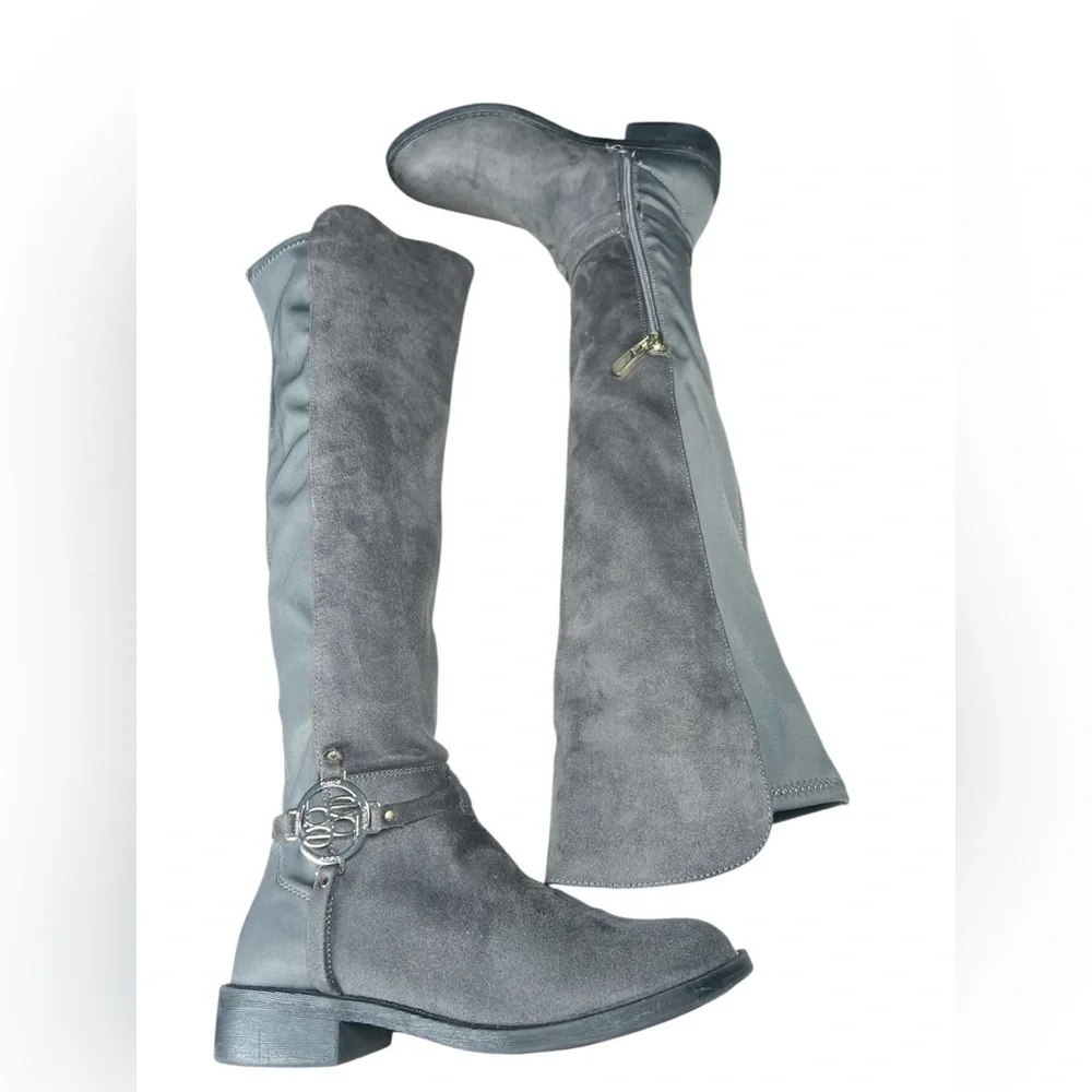 Bebe OXLEY faux suede gray tall boots 6